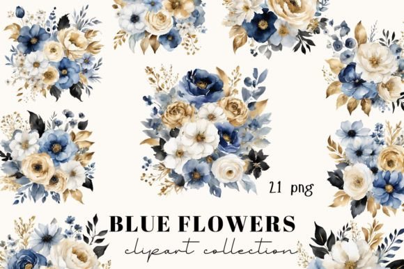 Blue Gold Flowers Watercolor Clipart: A Designer's Guide