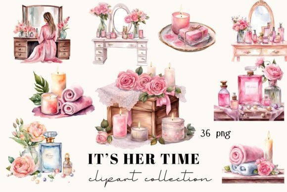 Elevate Your Designs with Watercolor Spa Clipart