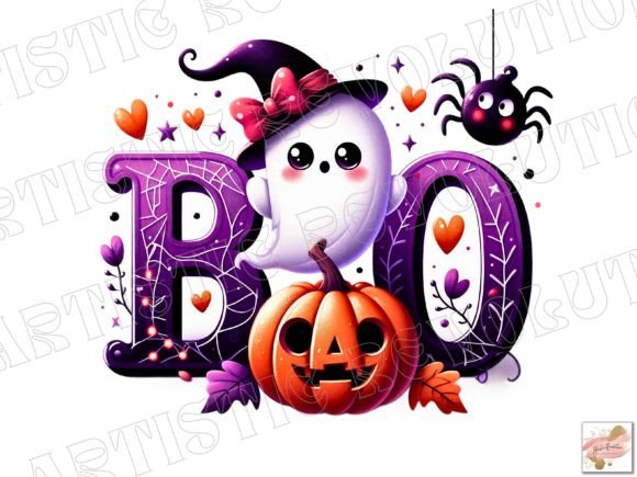 Halloween Boo Cute Ghost Pumpkin Witch: A Creative Asset for Seasonal Projects