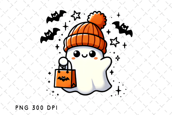 Spooky Cute Ghost PNG: Halloween Design for T-Shirts & Mugs