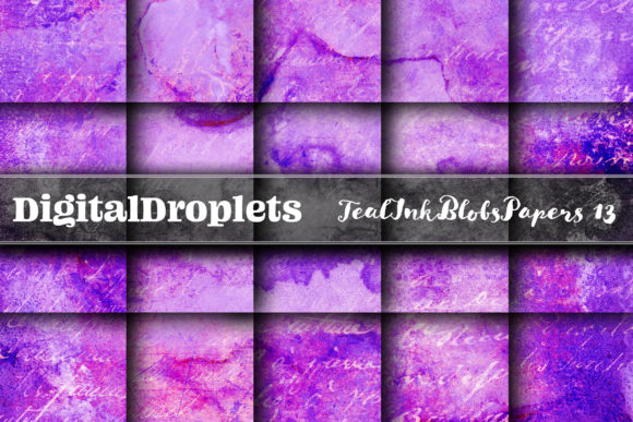 Teal Ink Blobs Vol. 13: Textured Digital Papers for Creative Projects