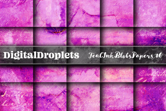 Teal Ink Blobs Vol. 16: Textured Paper Collection